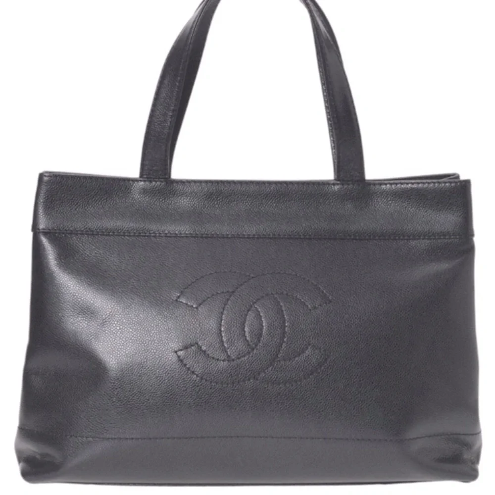 Chanel Coco Mark Black Caviar Leather Tote (Pre-Owned-good condition)